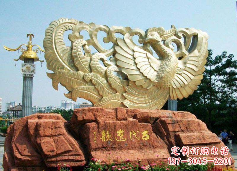 南京广场凤凰景观铜雕
