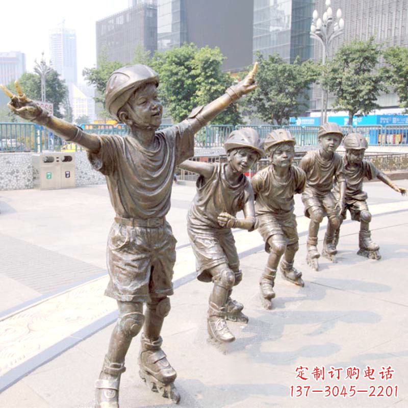 南京精致巧雕的滑旱冰小孩雕塑