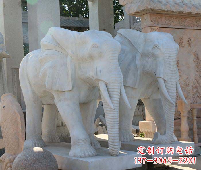 南京广场景观大理石大象石雕 (3)