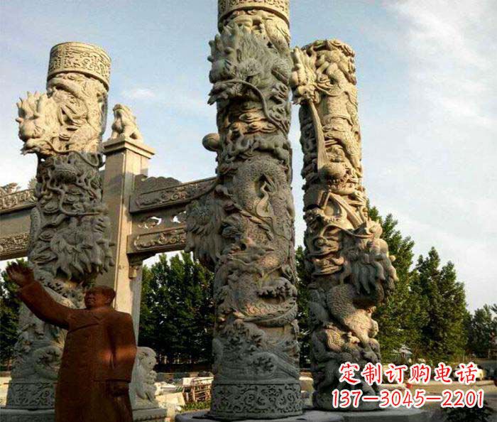 南京中领雕塑推出的震撼龙柱大理石雕,是一种典…