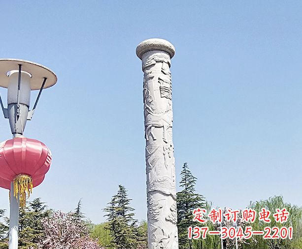 南京广场景观大理石龙柱石雕 (6)
