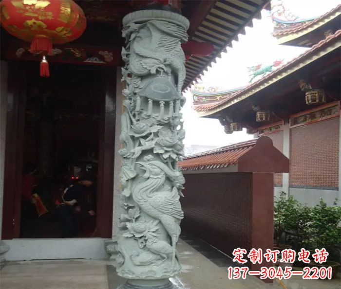 南京大理石龙柱雕塑,为室内景观带来活力