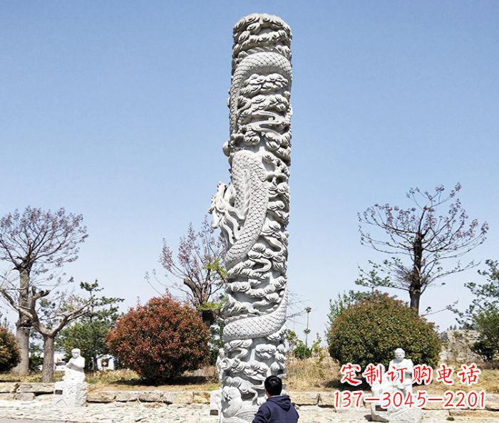 南京广场景观大理石盘龙柱石雕