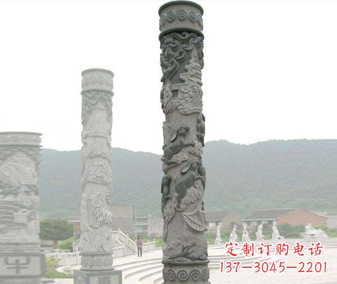 南京广场景观仿古12生肖石柱 (2)