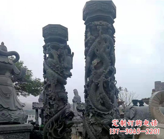 南京安静传承-中领雕塑广场景观仿古盘龙柱石雕