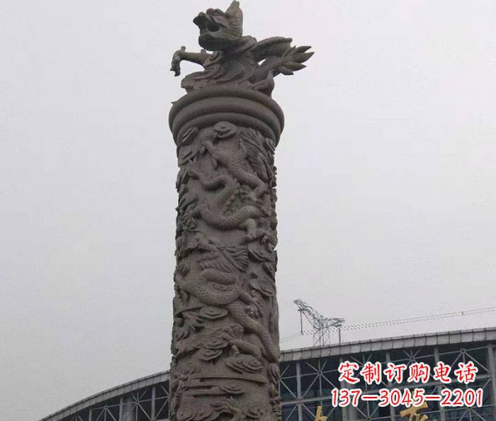 南京中领雕塑|仿古盘龙柱石雕