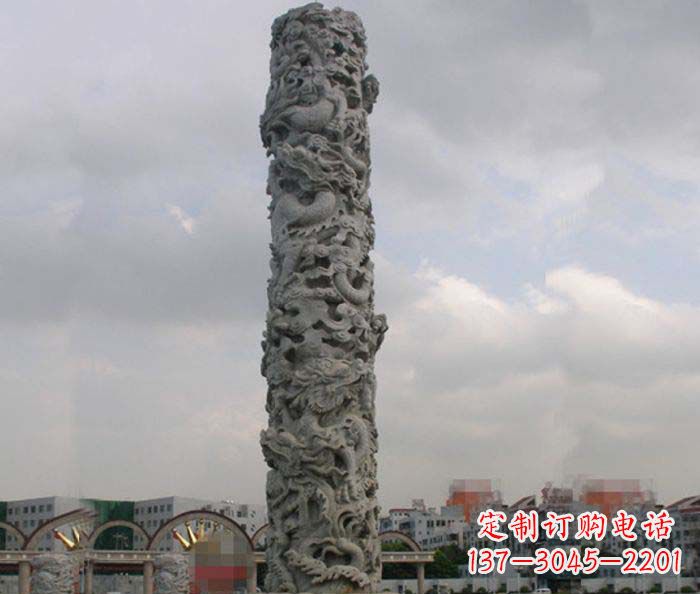 南京广场景观仿古盘龙柱石雕
