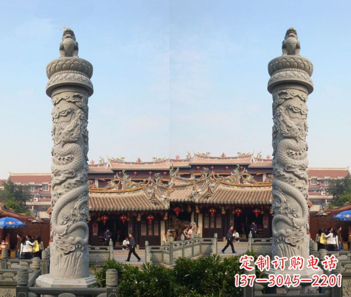 南京广场景观汉白玉龙柱石雕 (2)
