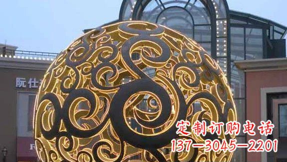 南京镂空球形喷泉雕塑无锈钢精美装点空间