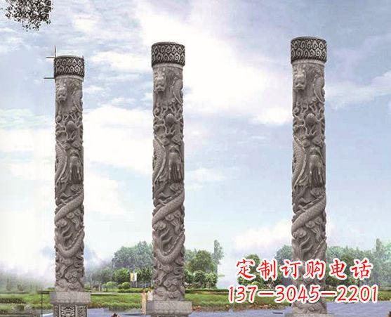 南京精美雕塑盘龙柱,美化您的室外空间
