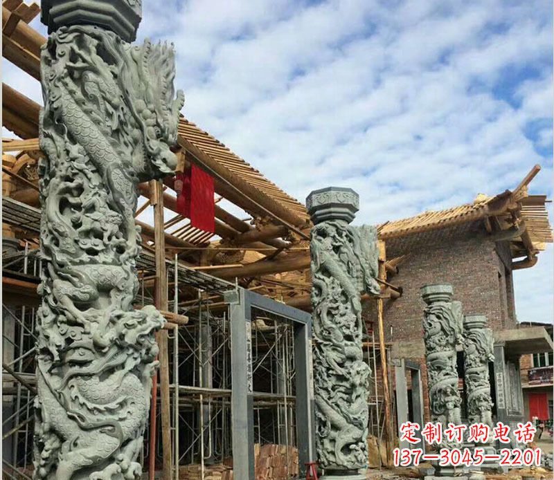 南京广场盘龙柱大理石柱子石雕