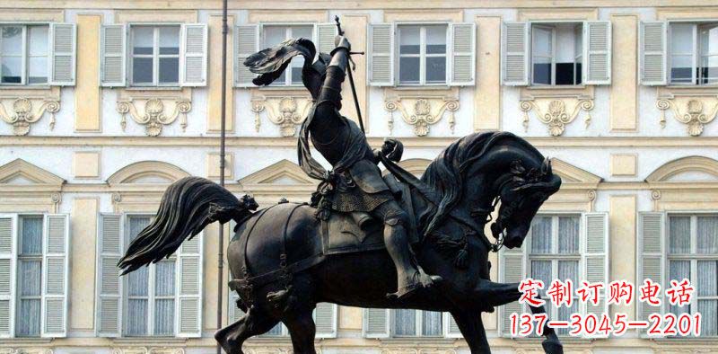 南京中领雕塑-大型罗马士兵骑马铜雕