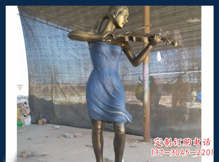 南京精美细腻的西方美女拉小提琴人物雕塑