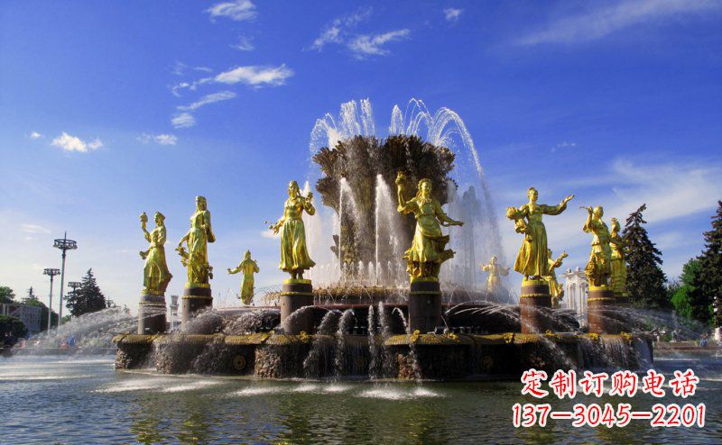 南京广场西方人物喷泉景观铜雕
