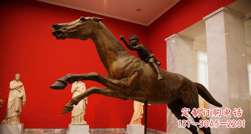 南京中领雕塑定制广场小孩骑马景观铜雕