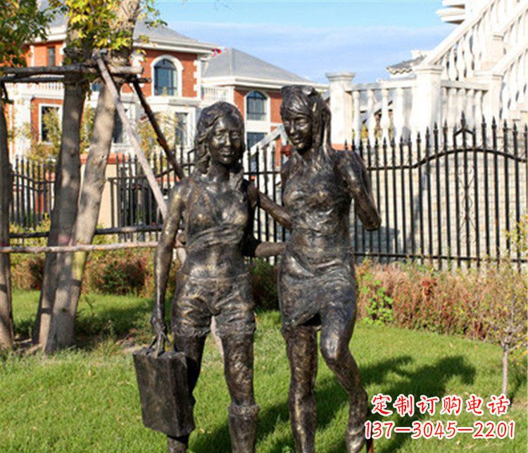 南京精致温润的女孩铜雕