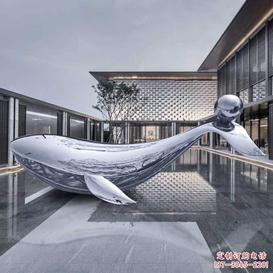 南京真实写照-海豚不锈钢镜面雕塑