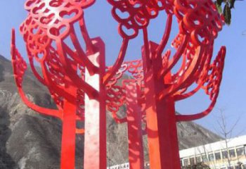 南京不锈钢心形树叶大树雕塑，展示爱与生命
