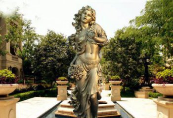 南京华丽蓬勃的铜雕女神像