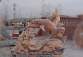 南京海豚海浪石雕，精美艺术品