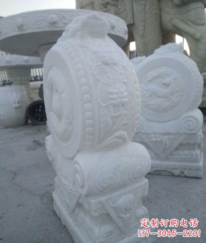南京汉白玉抱鼓石门墩雕塑