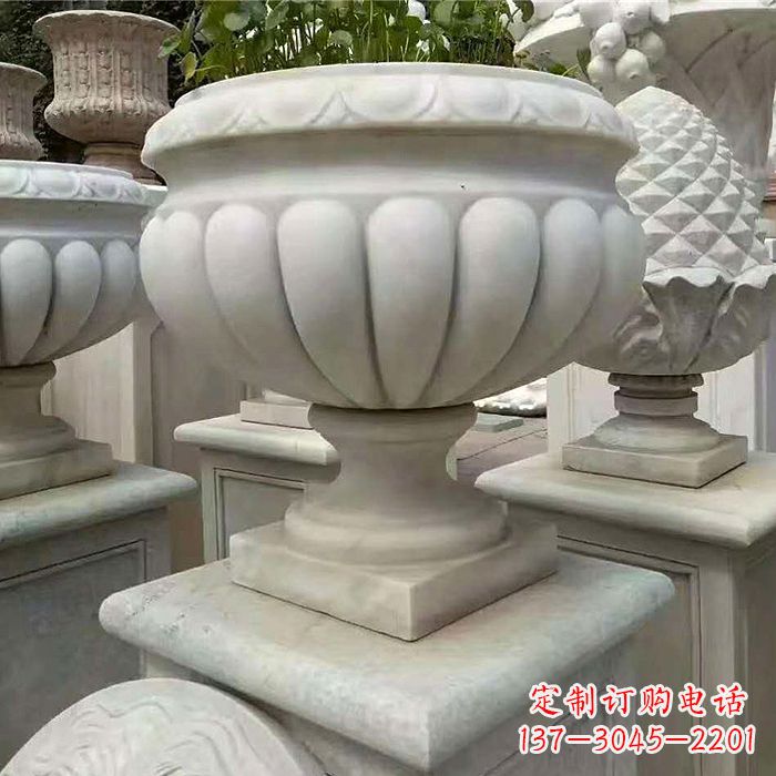 南京汉白玉城市园林花盆石雕