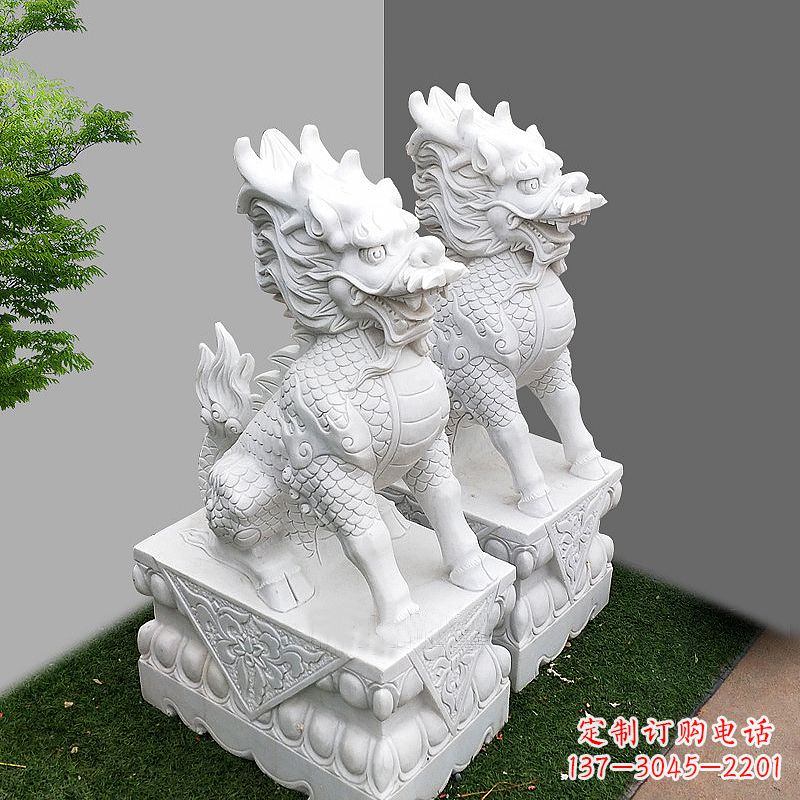 南京品质出众的汉白玉麒麟大门石雕塑