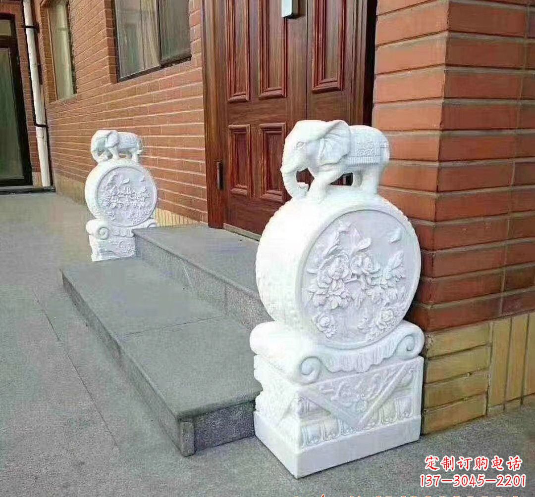 南京汉白玉大象门墩石雕
