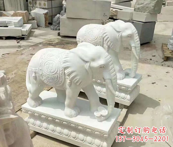 南京汉白玉大象招财动物石雕