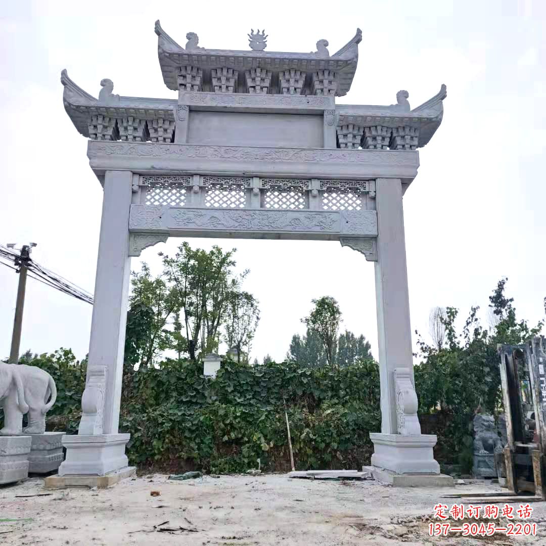 南京汉白玉单门石牌坊