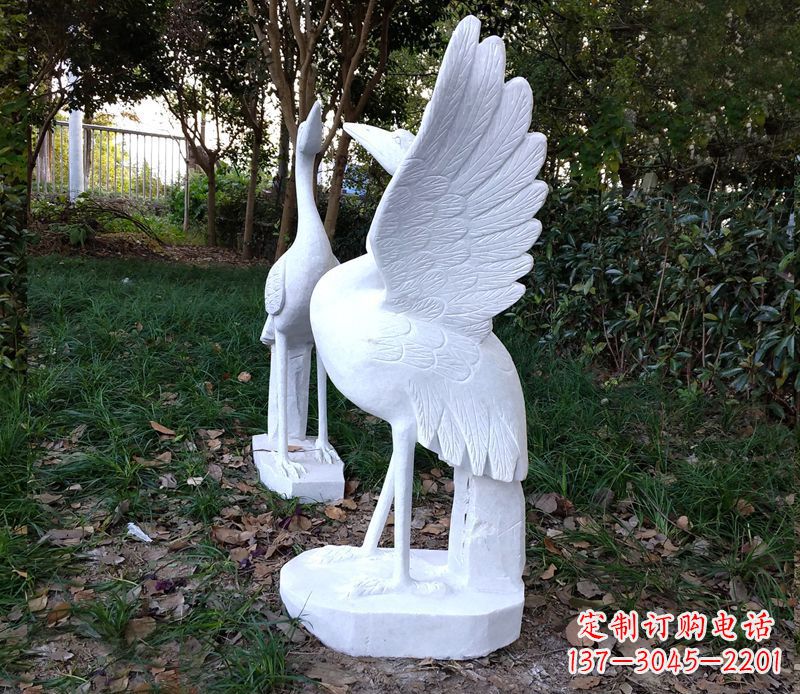 南京汉白玉丹顶鹤公园石雕