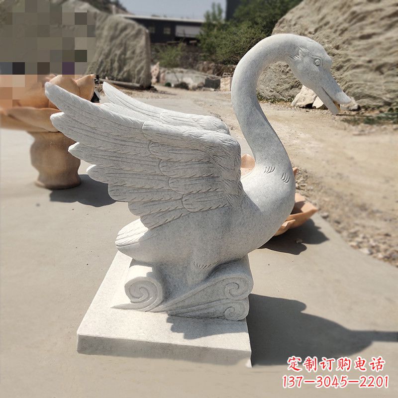 南京细腻精美的汉白玉天鹅雕塑