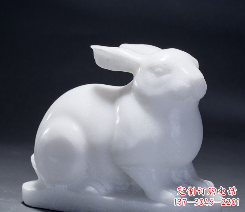 南京精致汉白玉兔子雕塑