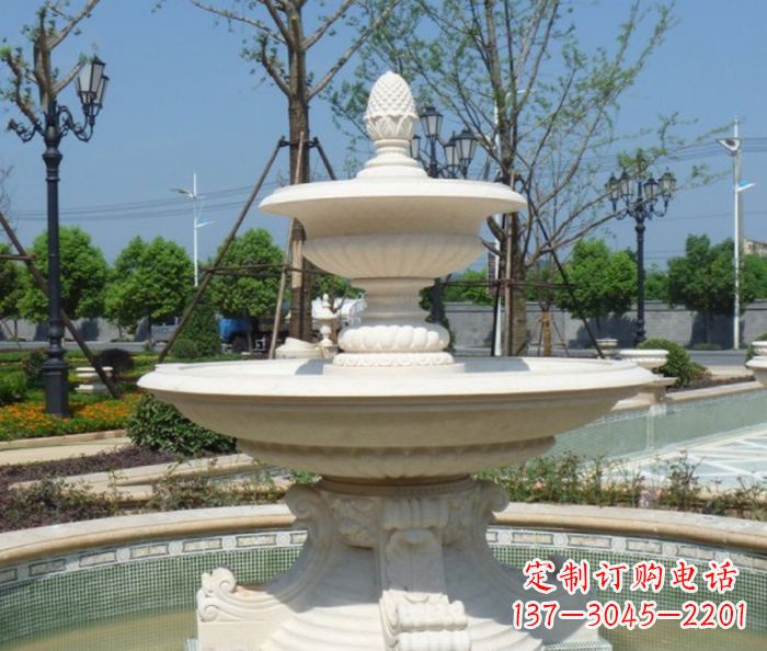 南京汉白玉多层喷泉石雕