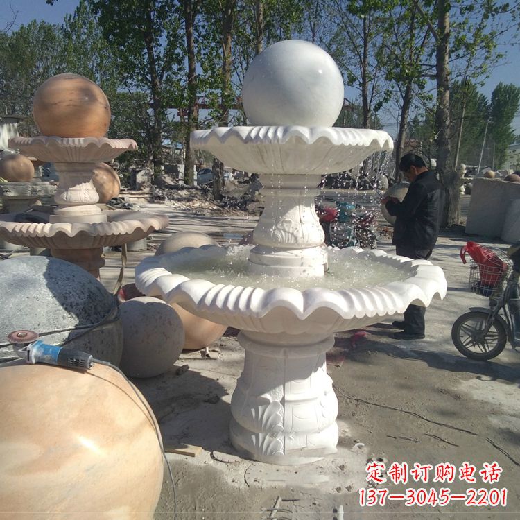 南京汉白玉风水球,高端定制雕塑