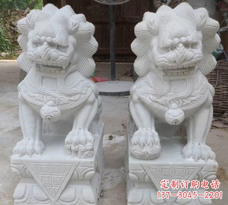 南京汉白玉精美狮子雕塑