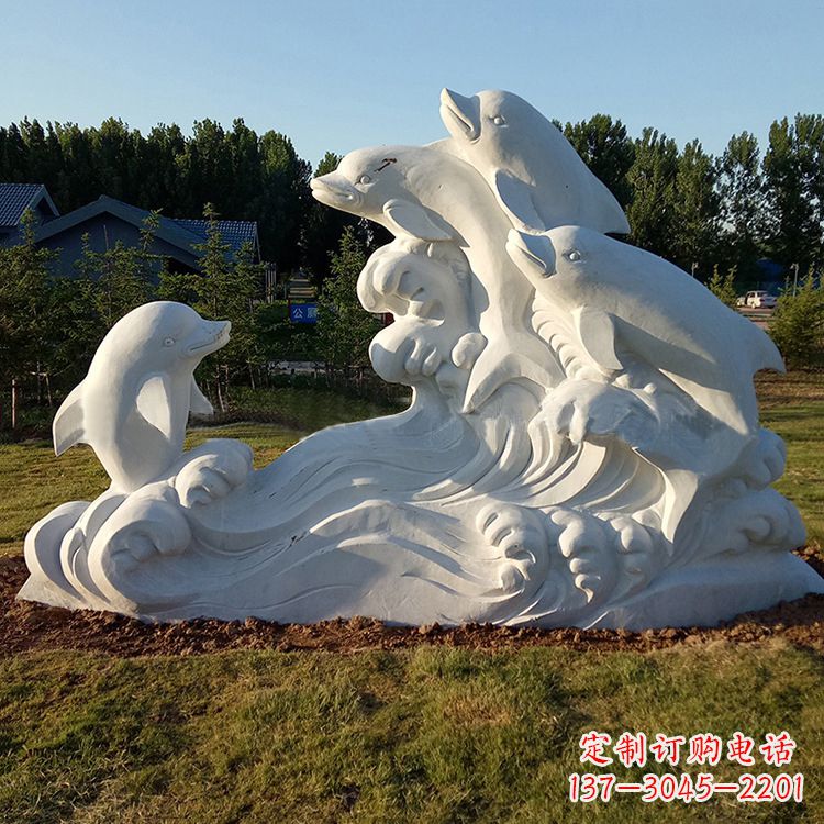 南京汉白玉海豚雕塑,给您的公园另一种美