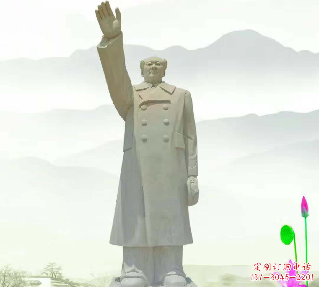 南京汉白玉挥手毛泽东雕塑