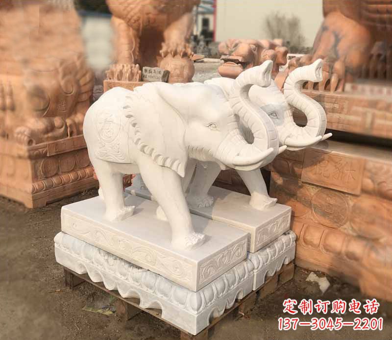 南京汉白玉吉祥如意大象门口镇宅招财石雕
