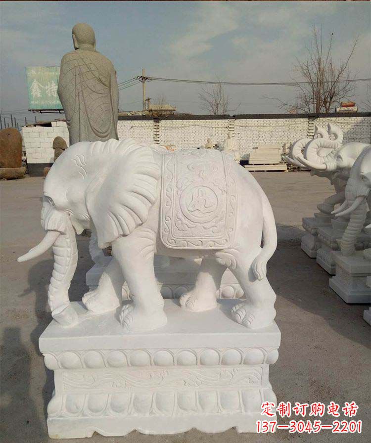 南京汉白玉大象雕塑是一款新颖、具有吉祥寓意的…