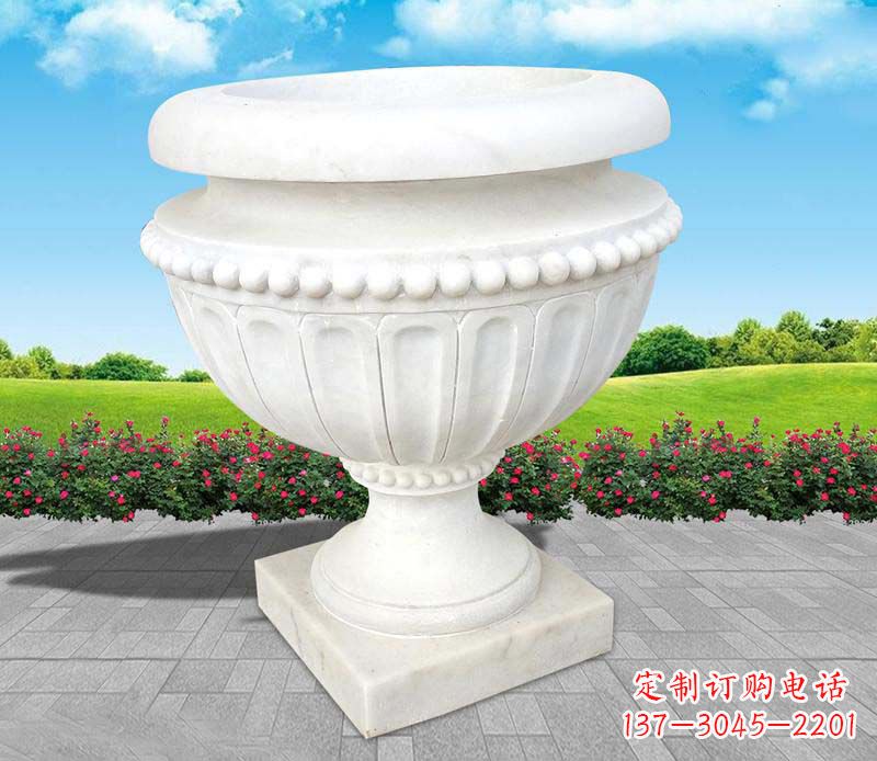 南京汉白玉景观花盆雕塑