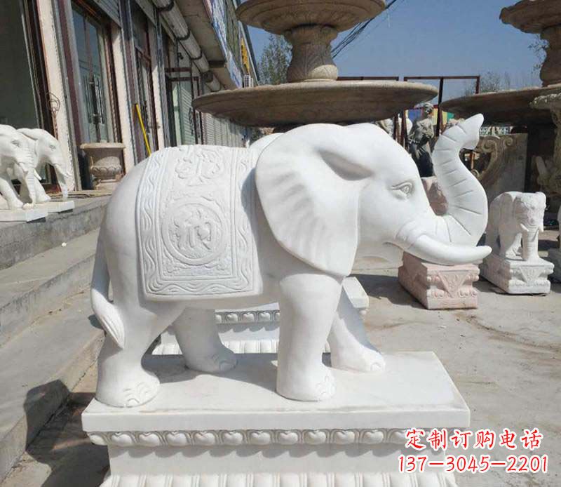 南京汉白玉酒店门口喷水大象