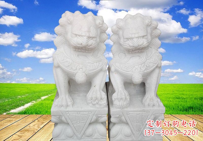南京汉白玉看门狮子石雕