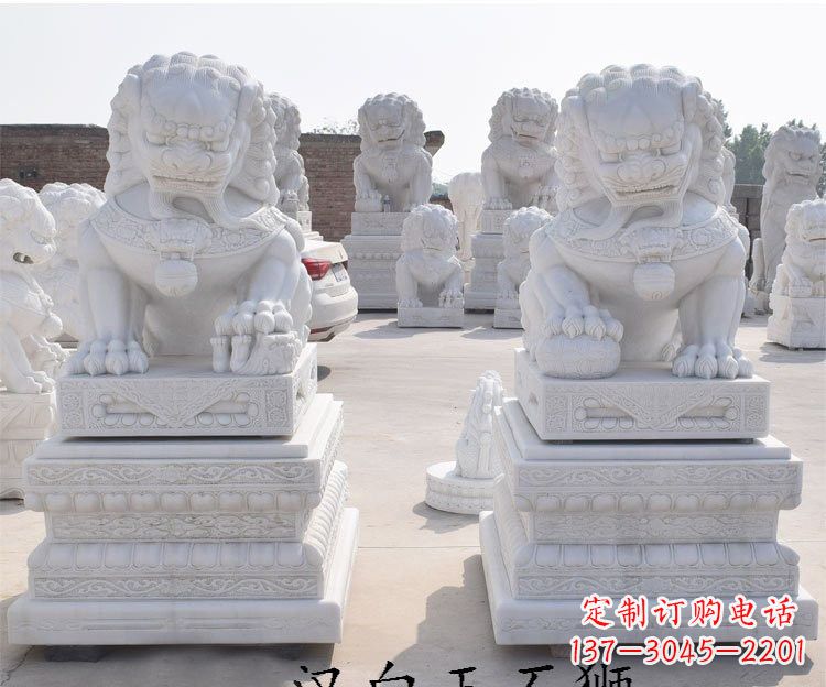 南京汉白玉看门狮子雕塑