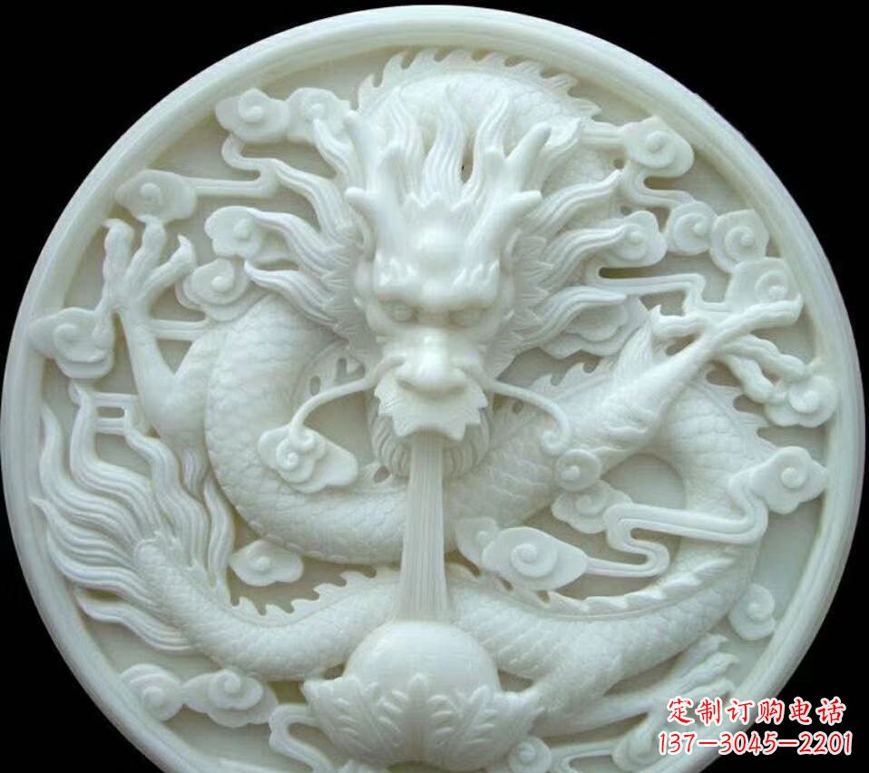 南京汉白玉雕刻龙头摆件,悠然吟诗引领风尚