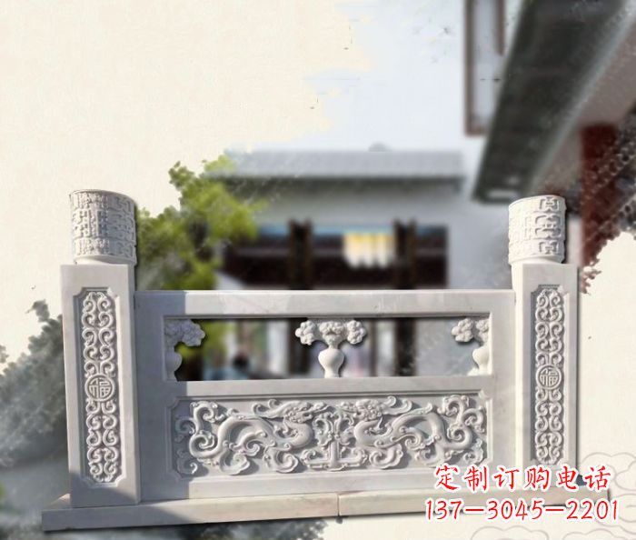 南京汉白玉龙石栏板雕塑