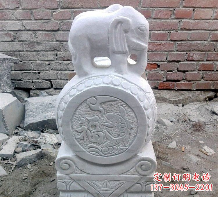 南京汉白玉门口大象抱鼓石