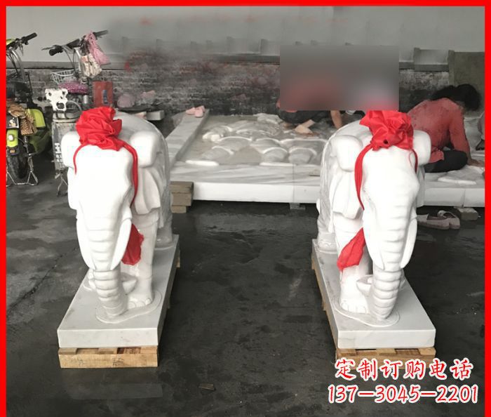 南京汉白玉雕刻招财小象,让你的家门口更加灵气