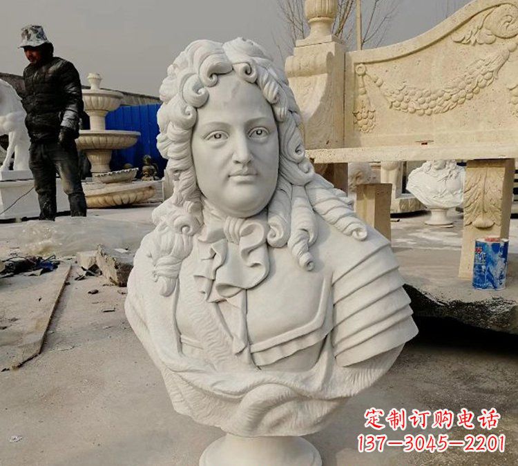 南京汉白玉牛顿头像雕塑,尊享经典