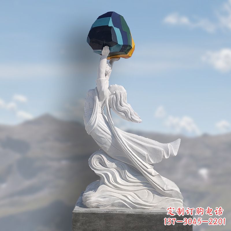 南京领雕塑精美雕刻的女娲补天石雕塑